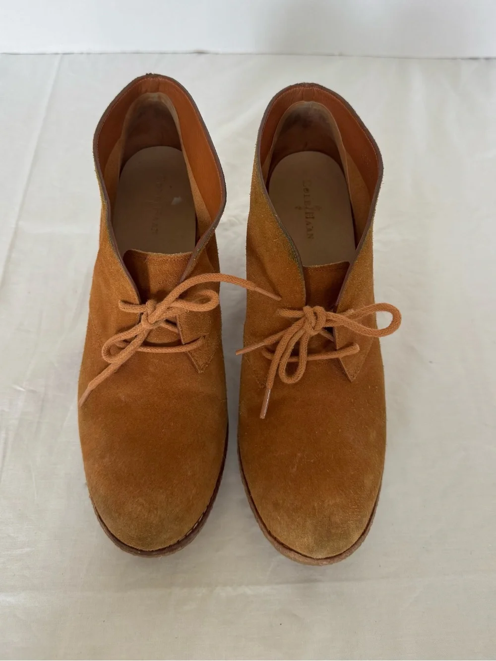 Cole Haan Cognac Suede Wedge Ankle Booties 9
